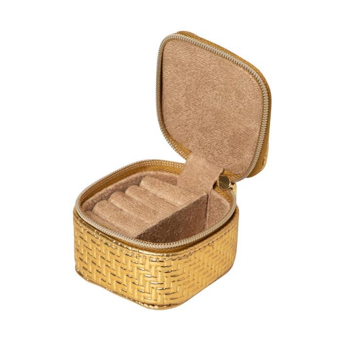 Tonic Australia - Wholesale Jewellery box/organiser - Herringbone Mini Cube Gold1