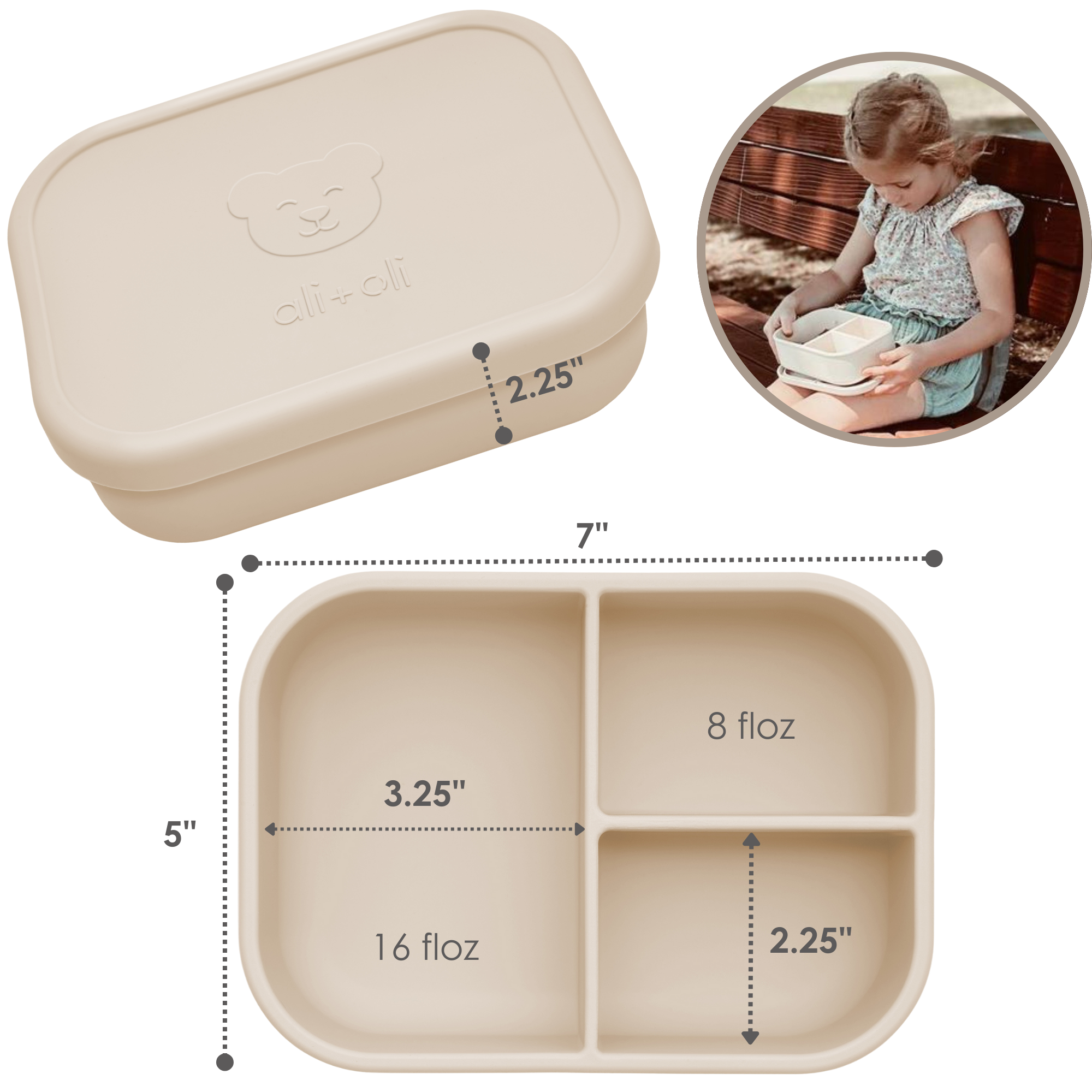Ali+Oli - Wholesale Lunch Bag/Box - Kids - Ali+Oli Leakproof Silicone Bento Box (Coco) Back to School2