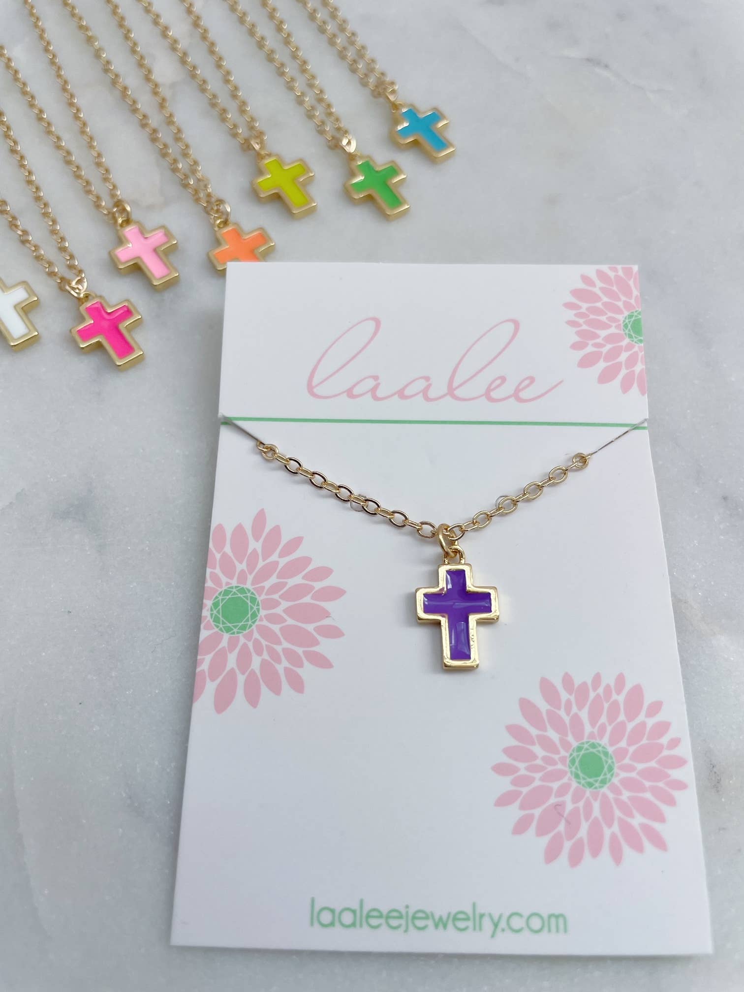 Laalee Jewelry – Großhandel Halskette – Kinder – Buntes Kreuzanhänger-Halskettenset für Kinder, religiöses Geschenk3