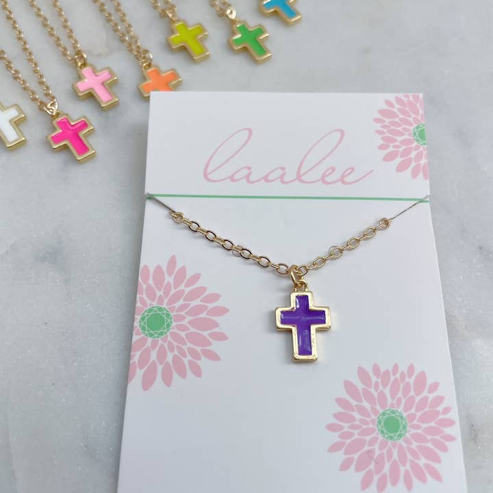 Laalee Jewelry – Großhandel Halskette – Kinder – Buntes Kreuzanhänger-Halskettenset für Kinder, religiöses Geschenk3