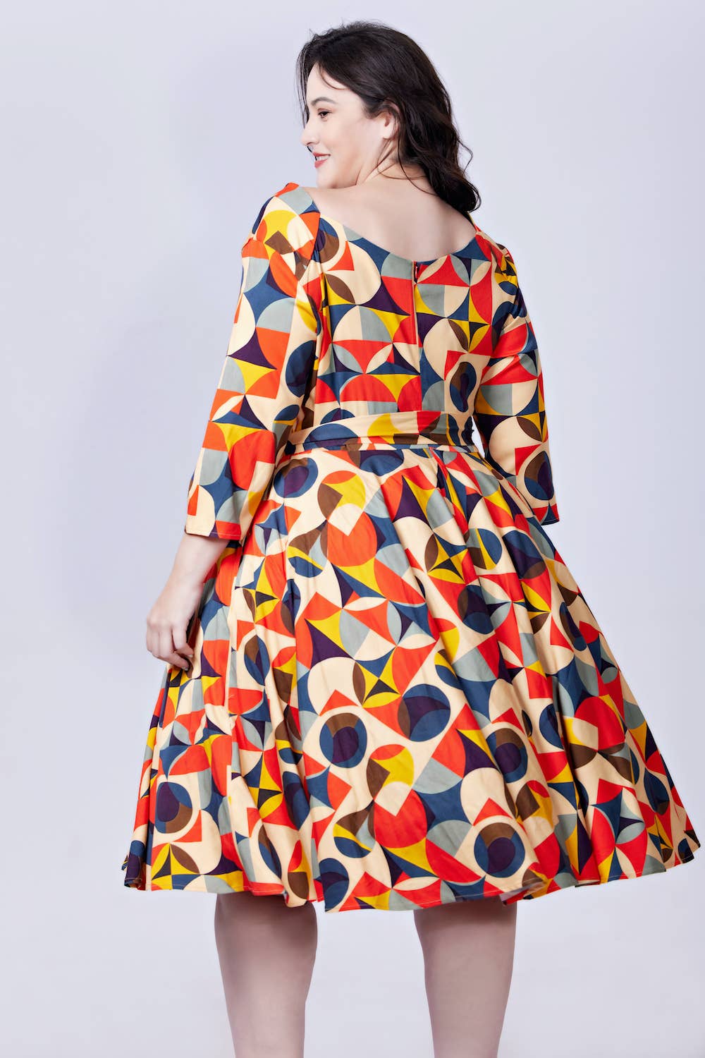 239117-BEIGE MULTI | Aria | Swing Dress With Pockets for wholesale on Faire1