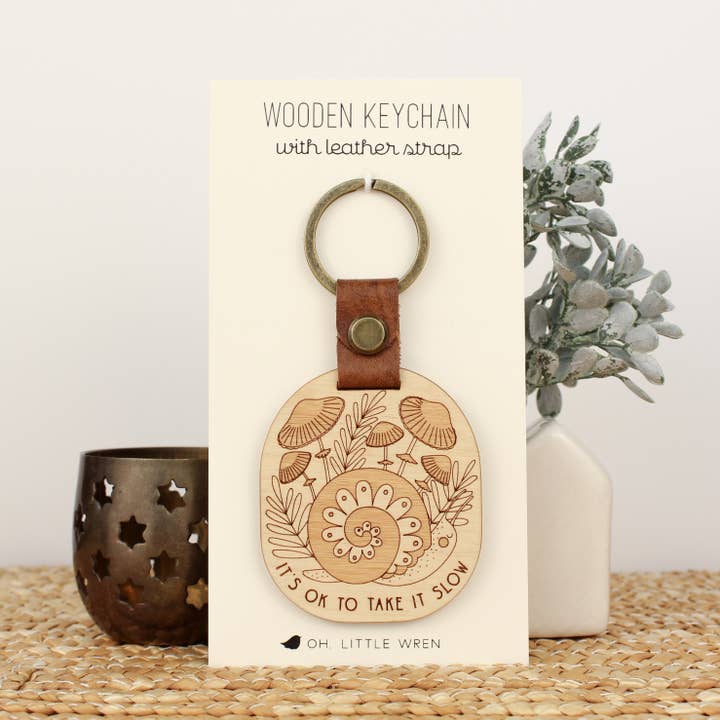 oh, little wren - Wholesale Keychain - Women's - Wood Keychain | Forest Snail | Nature Lover Gift