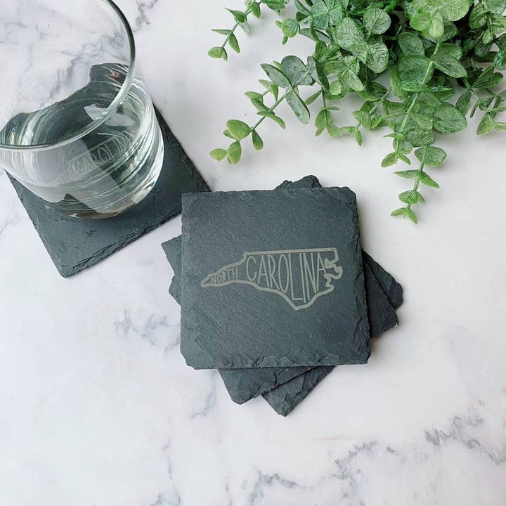 You Choose Your State 4 piece Slate Black Stone NC Coasters for wholesale by M.Ree Jewels Creative