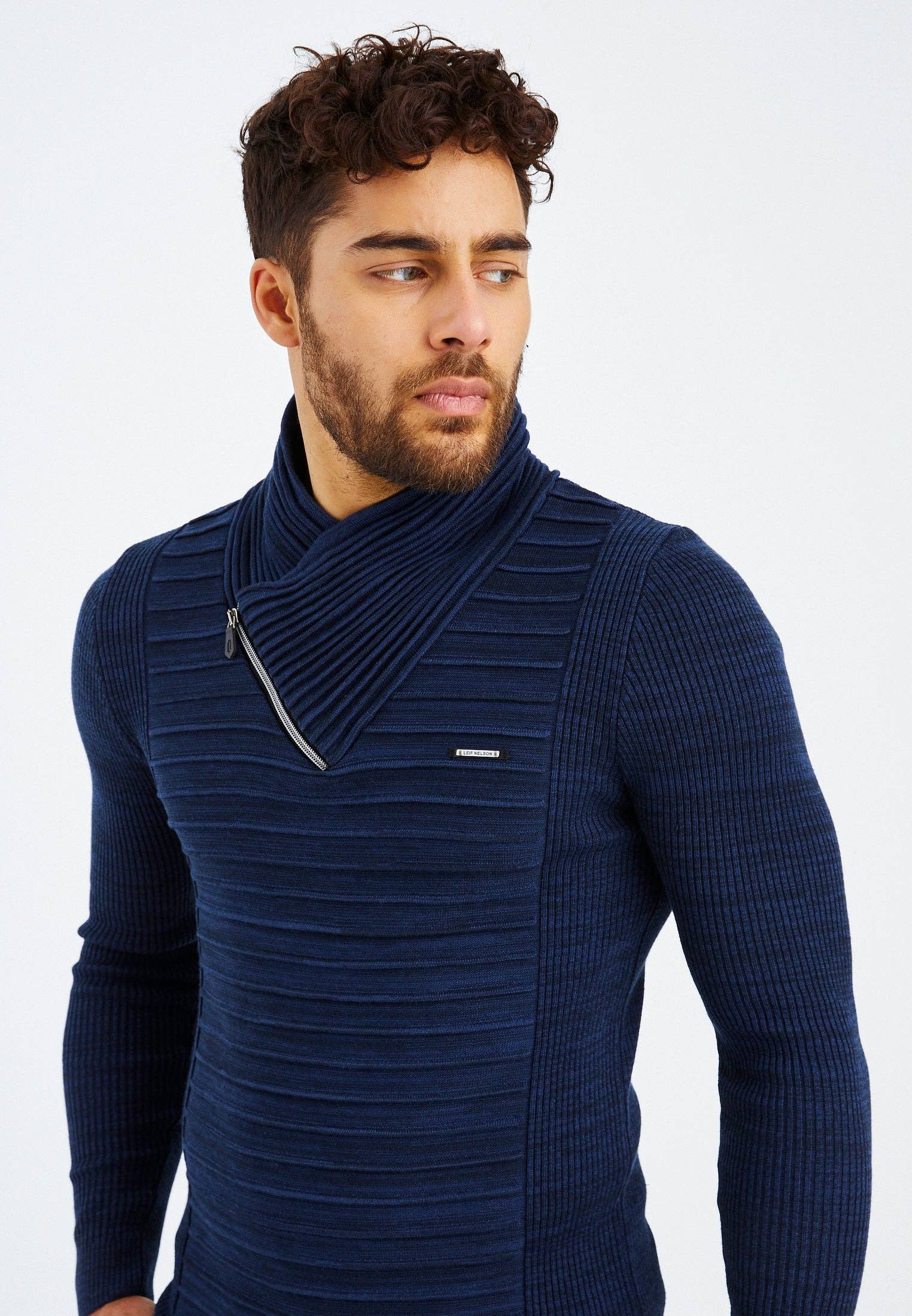 Leif Nelson GmbH - Wholesale Knit Sweater - Men's - Men's Knit Sweater Fine Knit Shawl Collar LN-15353