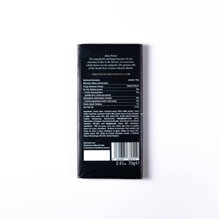 Firetree Chocolate - Wholesale Chocolate Bar - PHILIPPINES, MINDANAO ISLAND 50% DARK MILK 70G BAR