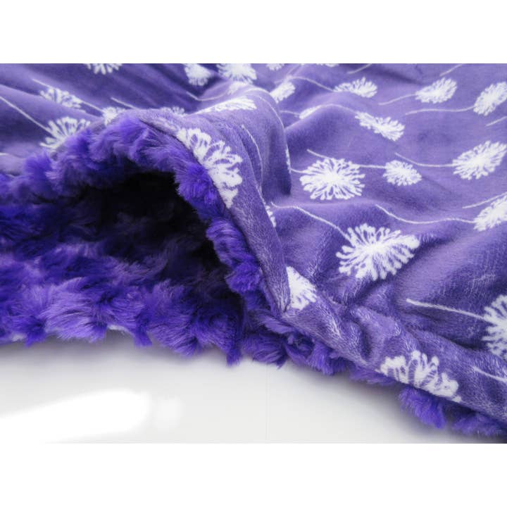 Minkee Baby Gifts - Wholesale Bedding Blanket - Kids & Baby - Purple Rose Swirl & Dandelion Minky Baby Blanket1
