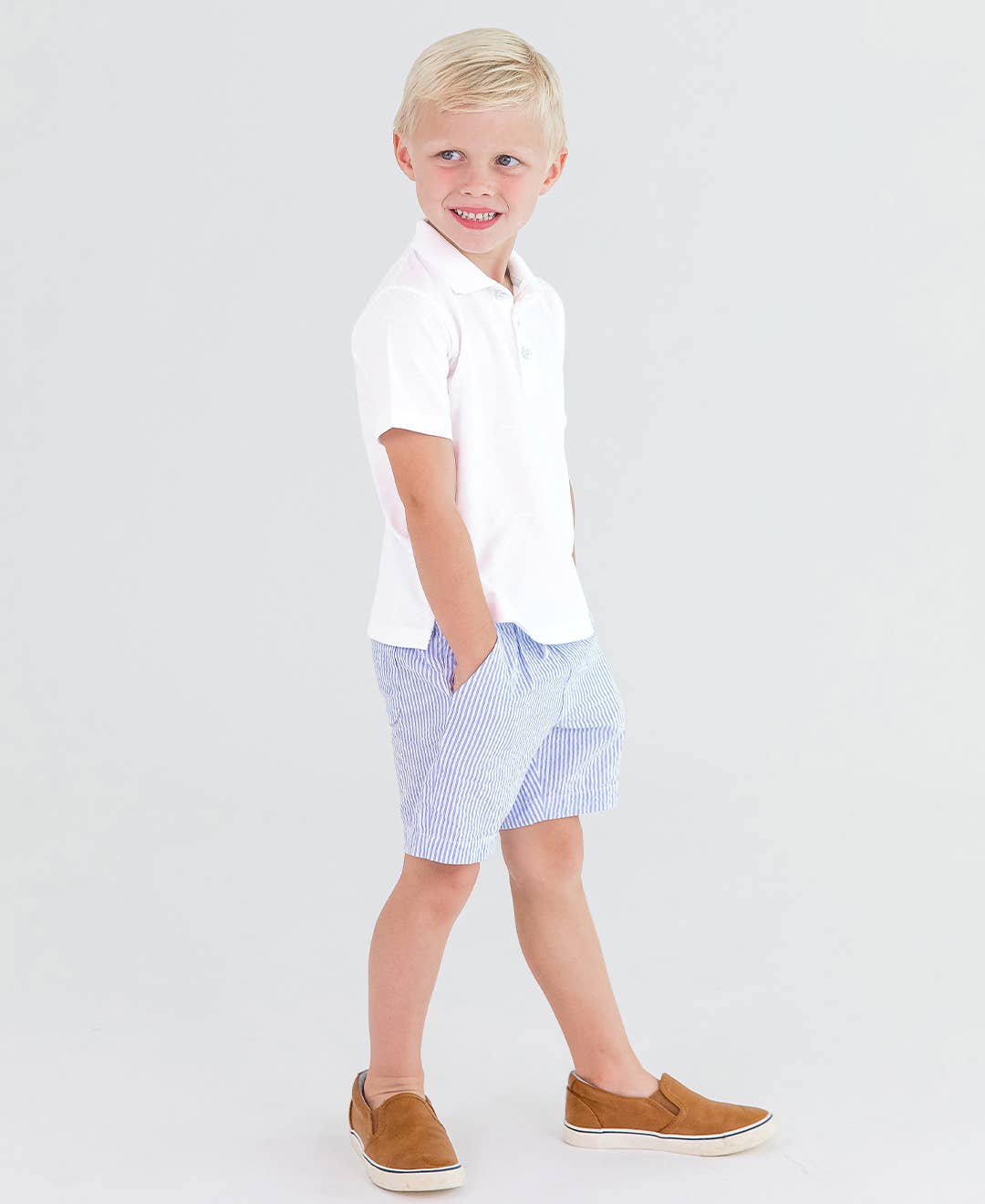 Boys White Pique Short Sleeve Polo Shirt for wholesale on Faire3