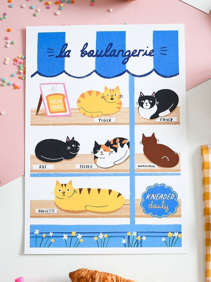 La Boulangerie – A4 Heavyweight Art Print for wholesale by Nat Ellis Illustration