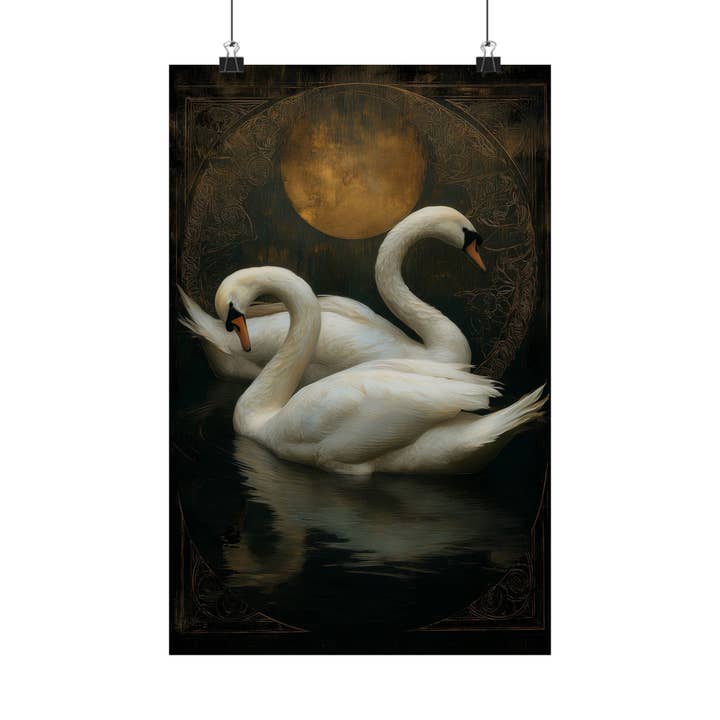 Swan Pair Bird Art Print for wholesale by Ye Curiosity Shoppe