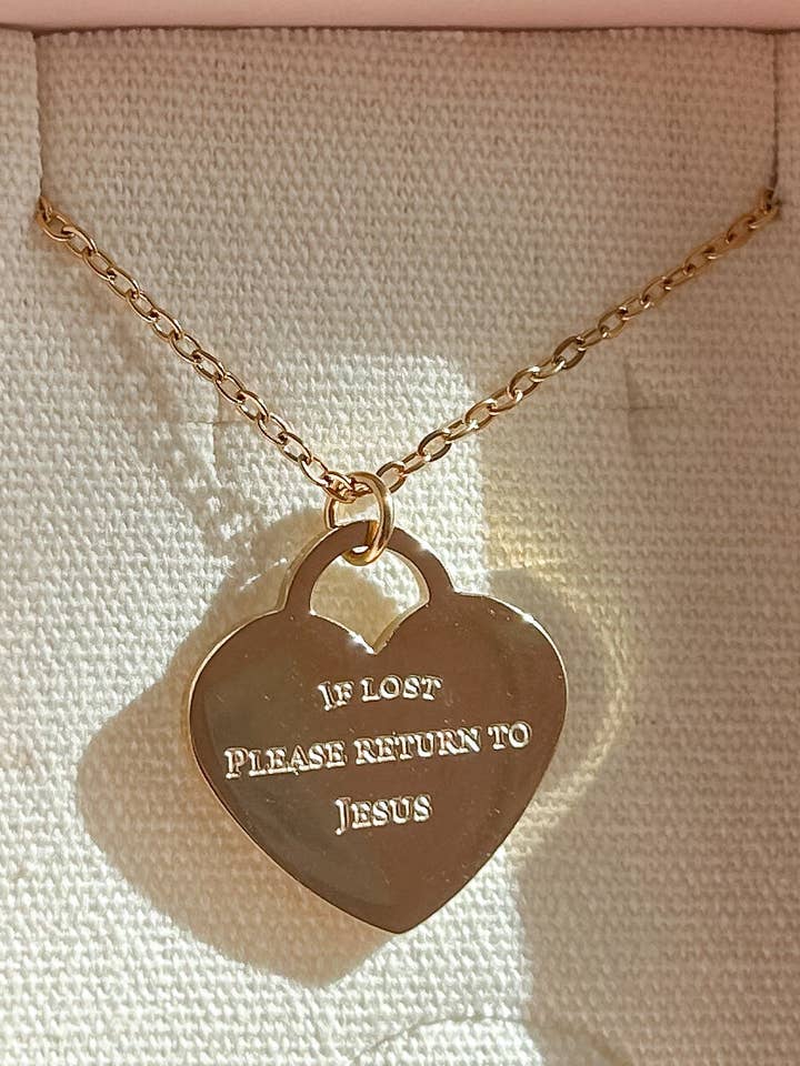 If lost, please return to Jesus (silver/gold engraved) for wholesale by Uniquely Chosen Boutique