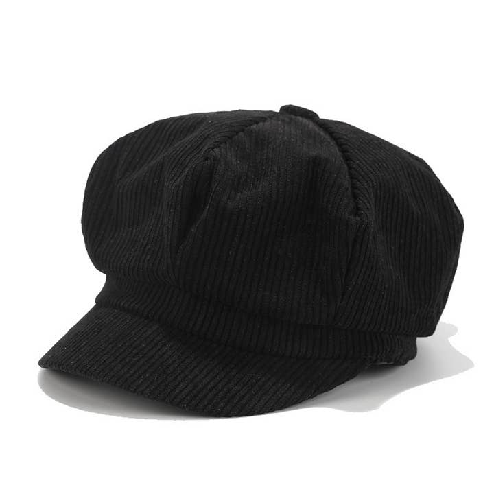 Wholesalesir - Vente Casquette gavroche – femme - Chapeau octogonal rétro en velours côtelé2