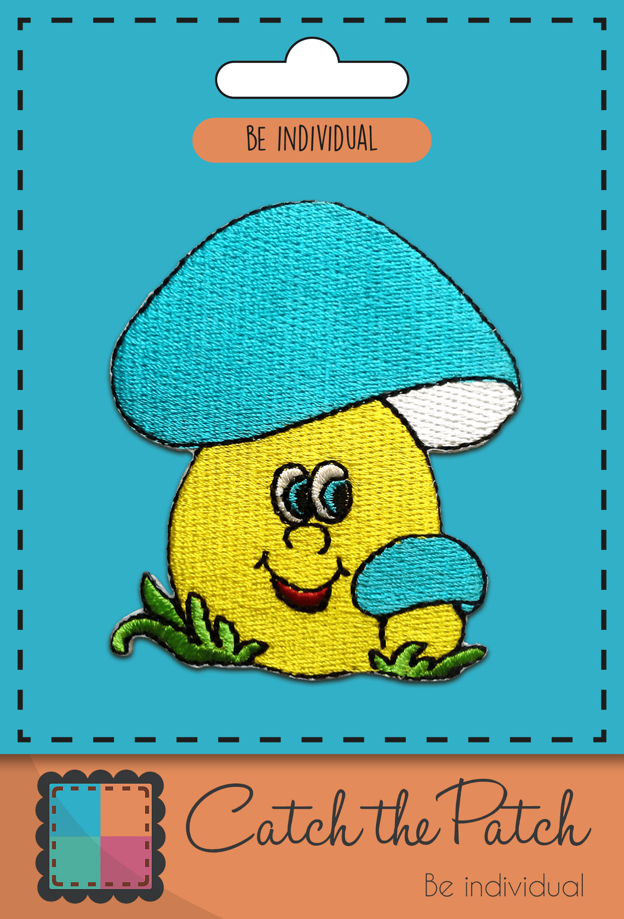 blue Iron-on patch - mushroom funny for wholesale on Faire1