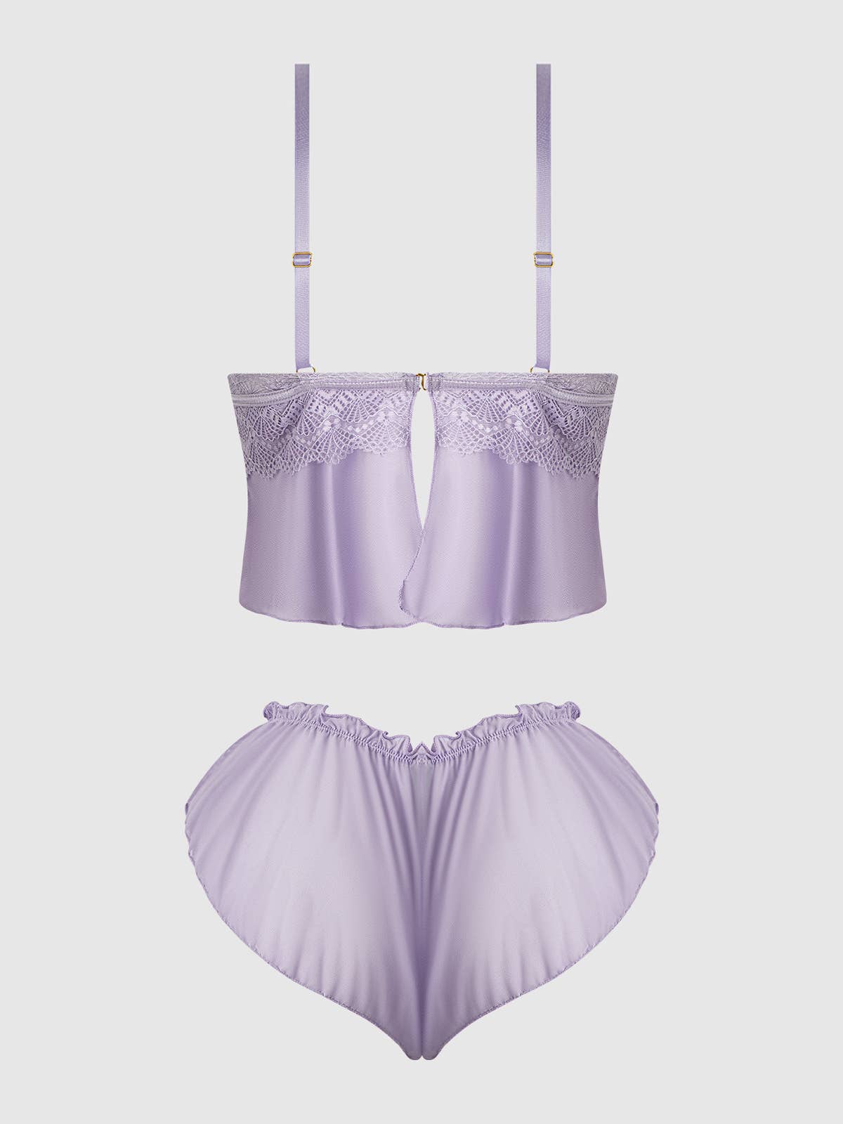 LAVANDA CONJUNTO DE CAMISOLA E CALÇÕES CURTOS EM RENDA E MESH VIVIENNE para venda a revendedores na Faire1