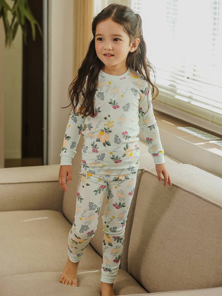 Modal Mint Garden Girls Long Sleeve PJs-C for wholesale on Faire0