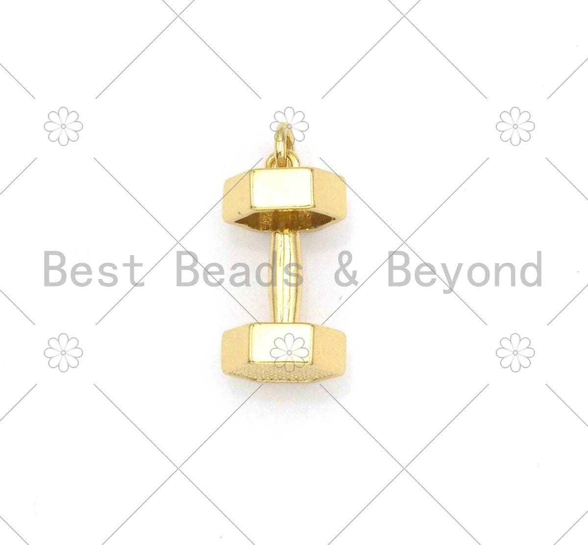 BestBeads&Beyond – Engroshandel Vedhæng/charm – Guld/sølv håndvægt form vedhæng/charme, 18K guld fyldt håndvægt charme, halskæde armbånd charme vedhæng, 9x18mm, Sku #L5803