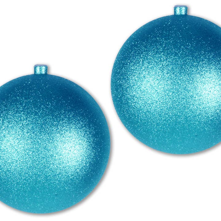 2 Pack 200mm 8" Aqua Glitter Ball Ornament with Wire for wholesale by Winterland Inc.