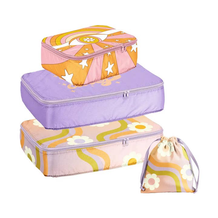 Wavy Daisy Packing Cube Set for wholesale by Talking Out of Turn