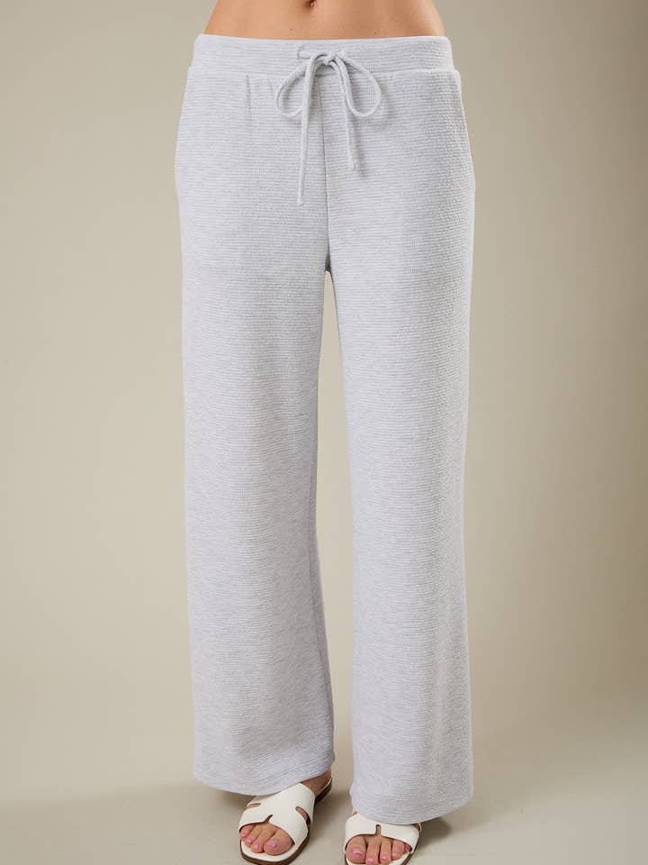 MID RISE ELASTIC WAIST BAND DRAWSTRING WIDE PANTS for wholesale by GILLI