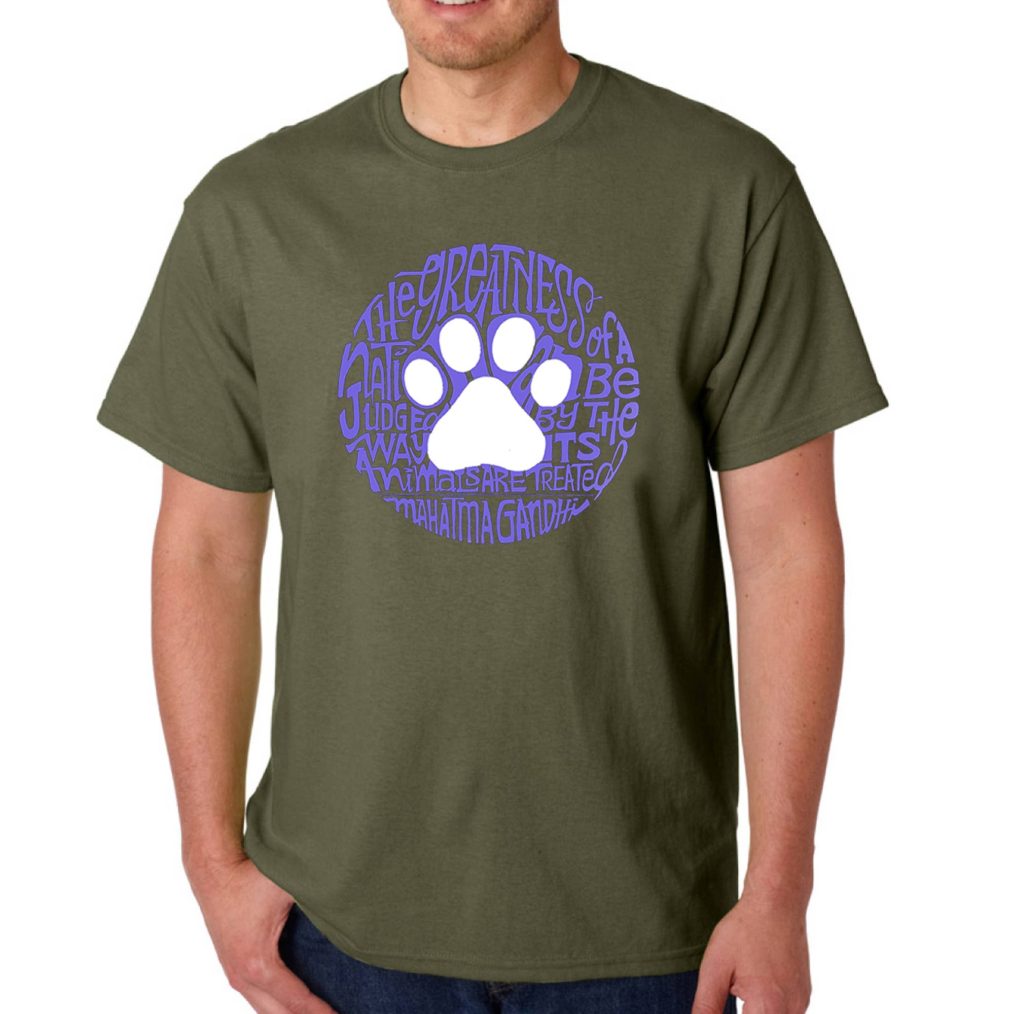 LA Pop Art - Wholesale Screen Printed T-Shirt - Men's - LA Pop Art Men's Word Art T-shirt - Gandhi's Quote4