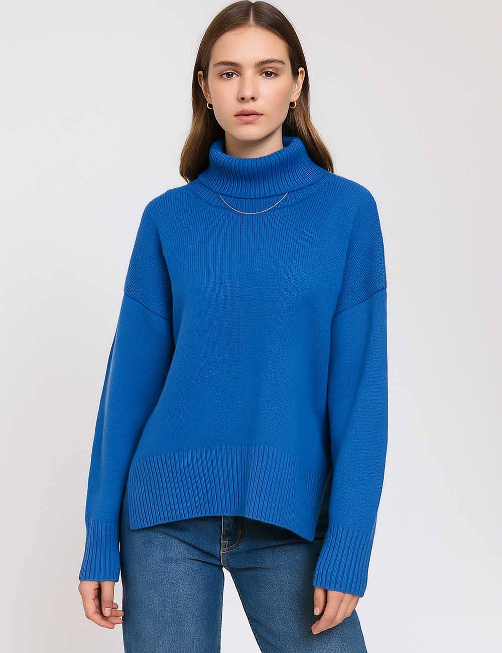 Sweetkama - Venta al por mayor Jersey de punto - Mujer - Suéter de punto para mujer con cuello alto y color sólido 560512