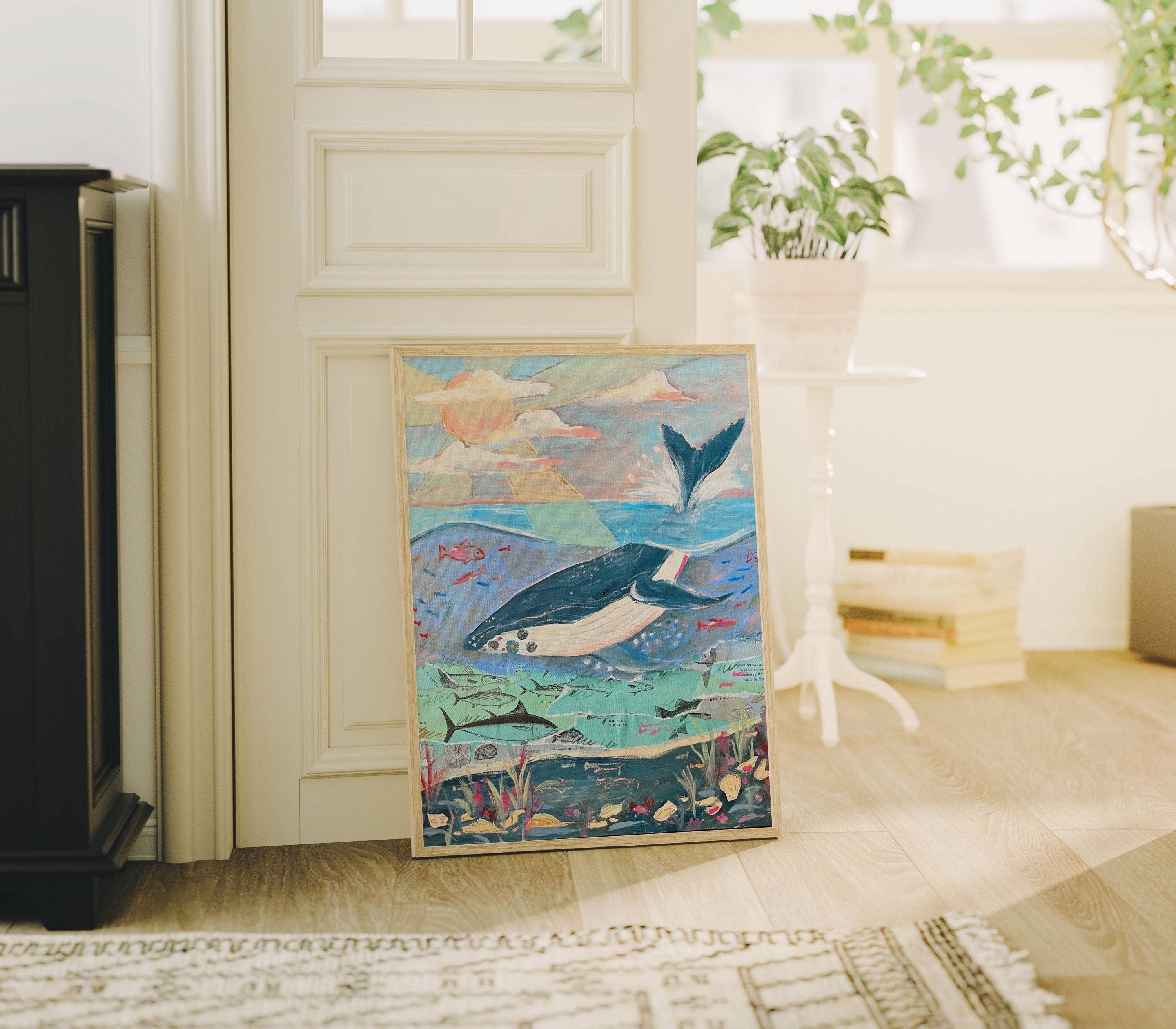 Laurenspired - Wholesale Art Print - Whale Art Print, Ocean Art, Quilt Art, Nautical Wall Art