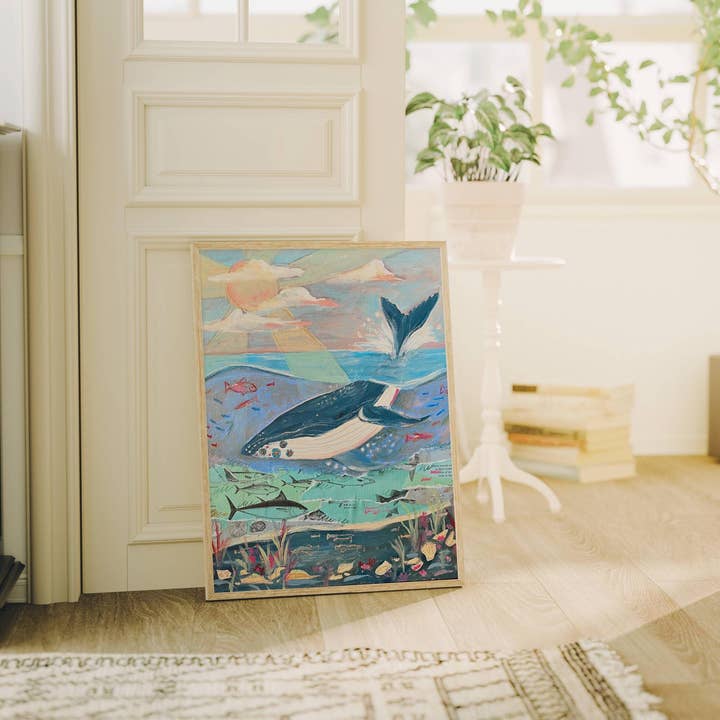 Laurenspired - Wholesale Art Print - Whale Art Print, Ocean Art, Quilt Art, Nautical Wall Art0
