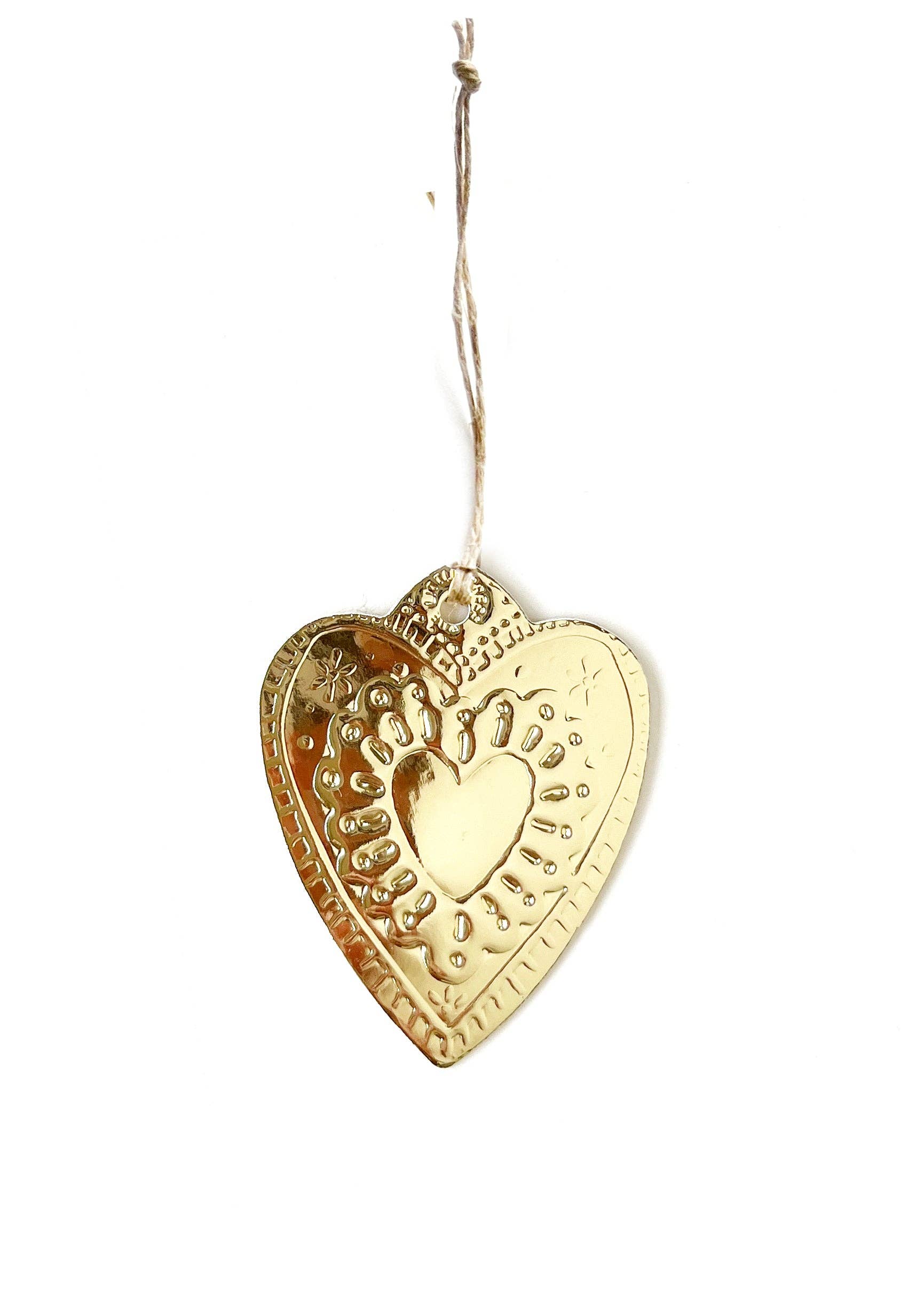 THE LITTLE PRESS - Wholesale Ornament - Small Heart - Faux-tin Ornament - Gold