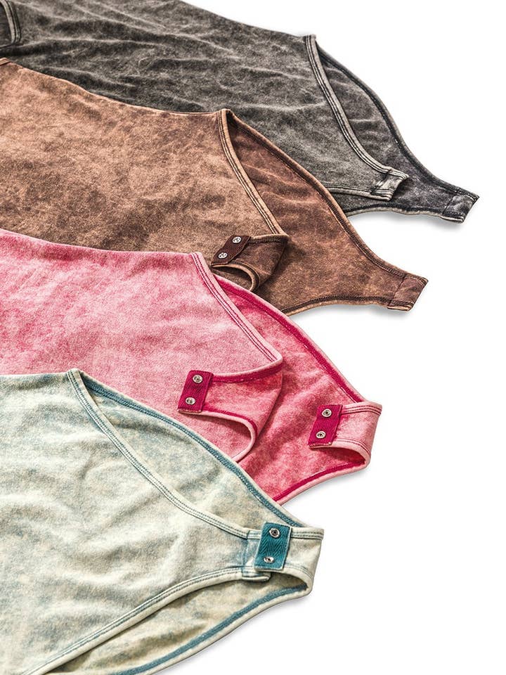 42POPS - Wholesale Bodysuit - Women's - `.Washed & Solid Cotton Bodysuit w/Snap Button closure45