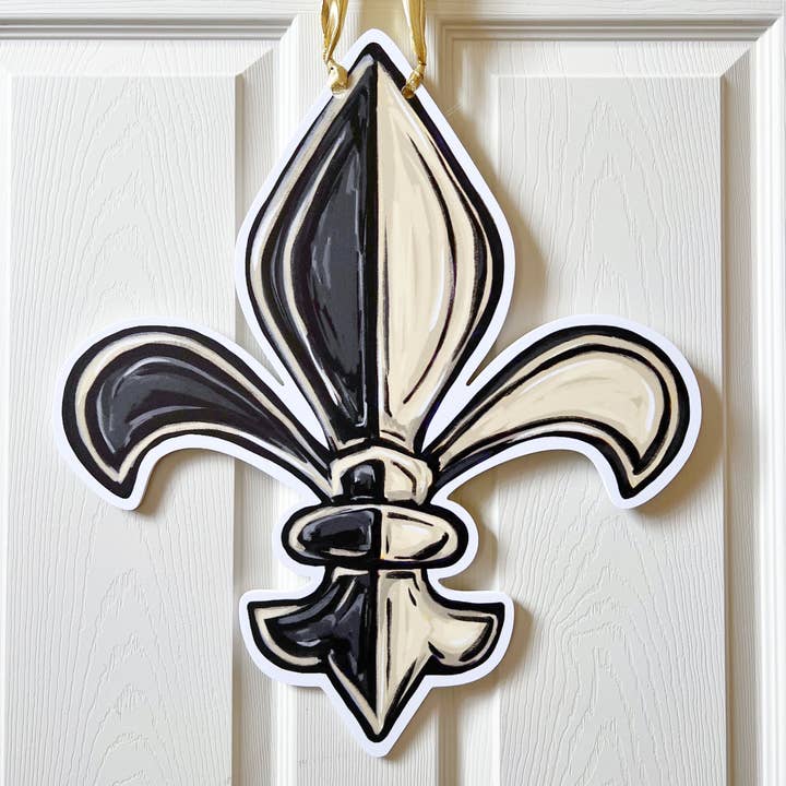 Home Malone – Großhandel Türdekoration – Saints Fleur De Lis Türdekor NOLA in Schwarz und Gold