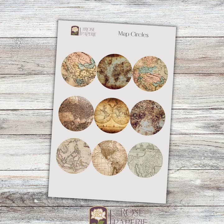 Mapa Vintage Círculos por atacado de Rose Paperie