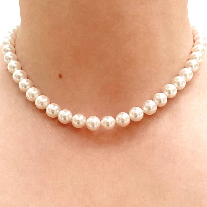 Blueyejewelry - Wholesale Beaded/Pearl Necklace - Pearl Necklace - 4 mm 6 mm 8 mm Shell Pearl Choker 7