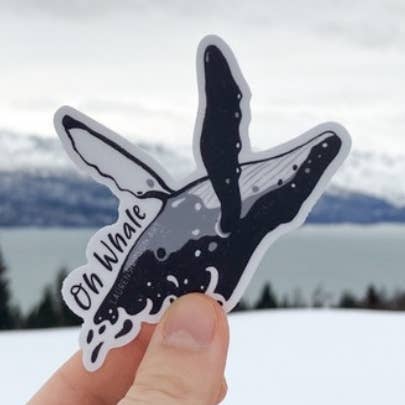 Oh Whale Sticker for wholesale by Lauren Simpson Art
