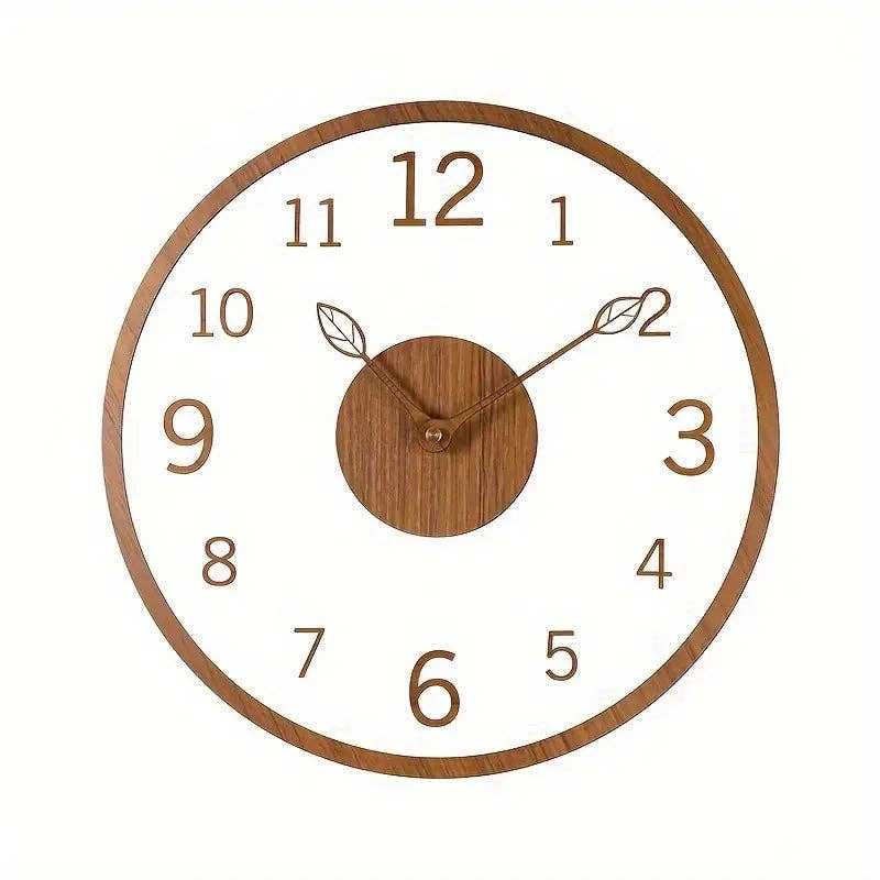 Huis Van Merken - Wholesale Wall Clock - Silent Floating Wall Clock - Minimalist Wood Grain Leaf Design1