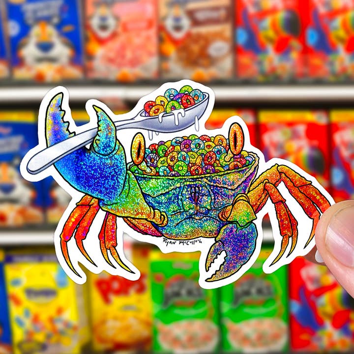 GLITTER STICKER: Fruit Loops Cereal Crab 2.0 for wholesale by Ryan McCulloch Art