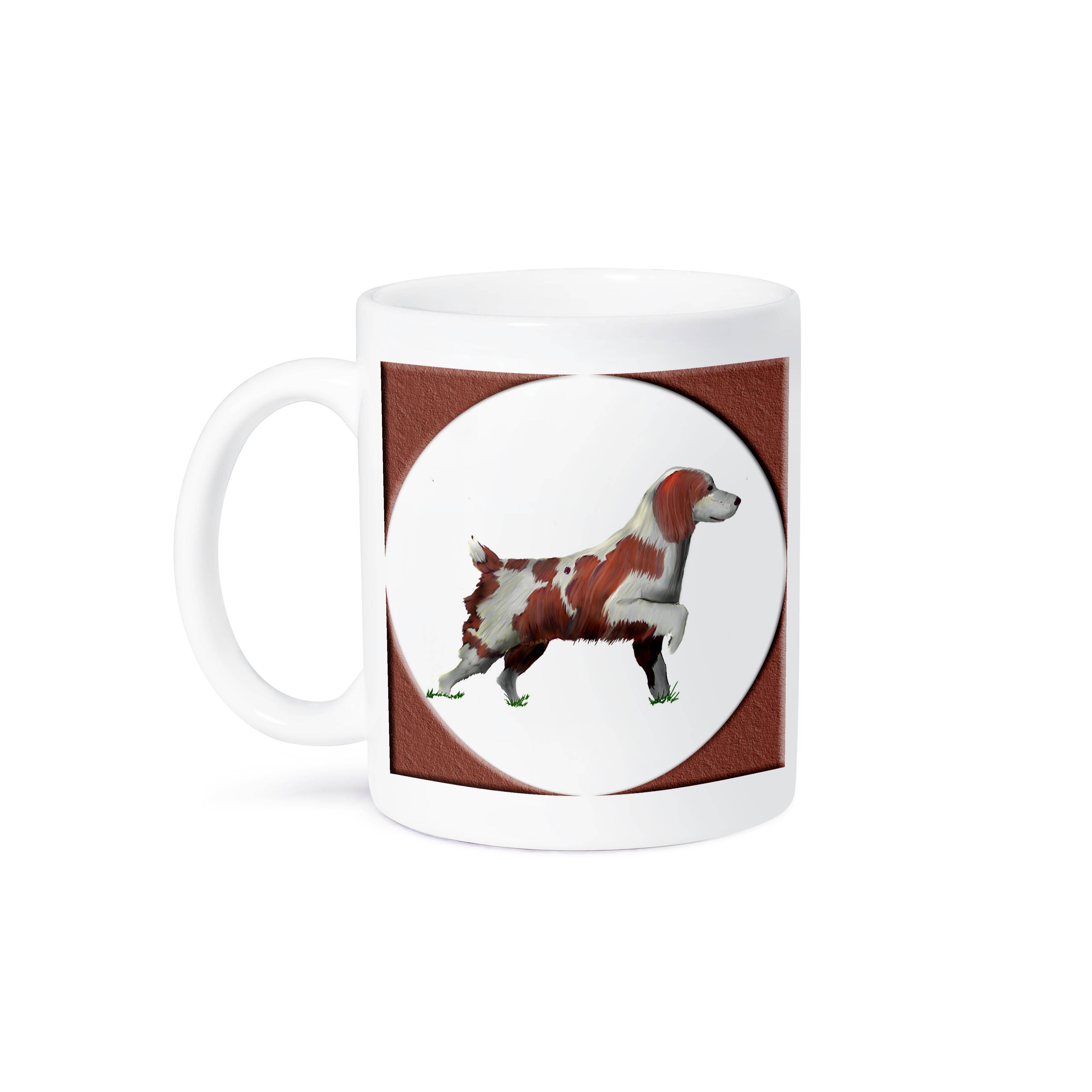 3dRose - Vendita all'ingrosso Tazza - 3dRose, Dipinto digitale a olio di un Springer Spaniel su sfondo bianco in una cornice rotonda coordinata, Tazza8