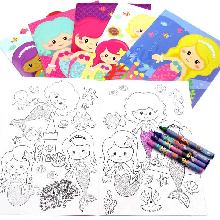 Sjöjungfrur målarbok Set med kritor Party Favors för wholesale av Tiny Mills