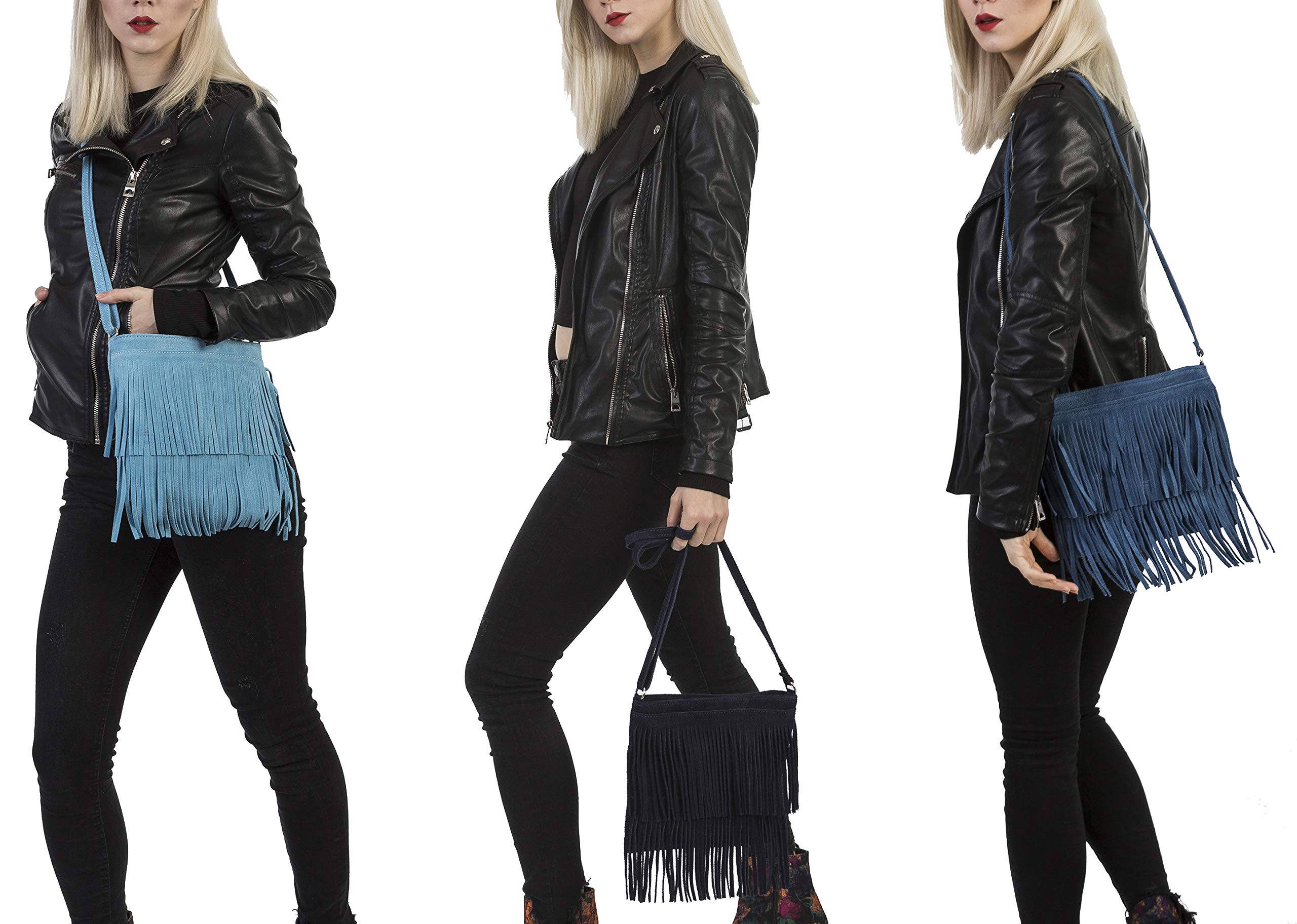 Ellas Trading - Wholesale Crossbody Bag - Women's - Italian Suede Leather Fringed Shoulder Crossbody Bag16