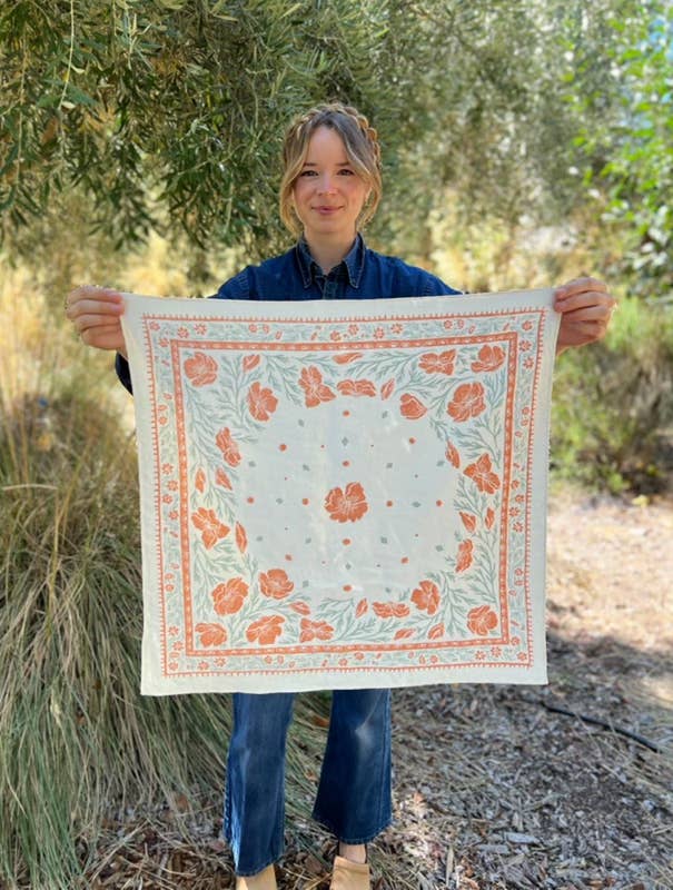 Lili Arnold - Wholesale Bandana - Women's - Organic Cotton + Hemp Bandana - California Poppy1