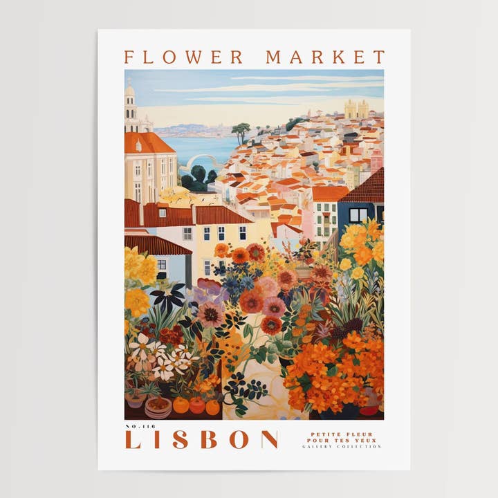Lisbon Flower Market Poster for wholesale by Enchanted Sights