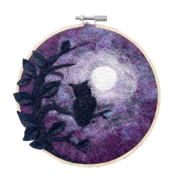 The Crafty Kit Company - Wholesale Craft Sewing Kit - Paint with Wool:Wise Old Owl in a Hoop Needle Felt Craft Kit