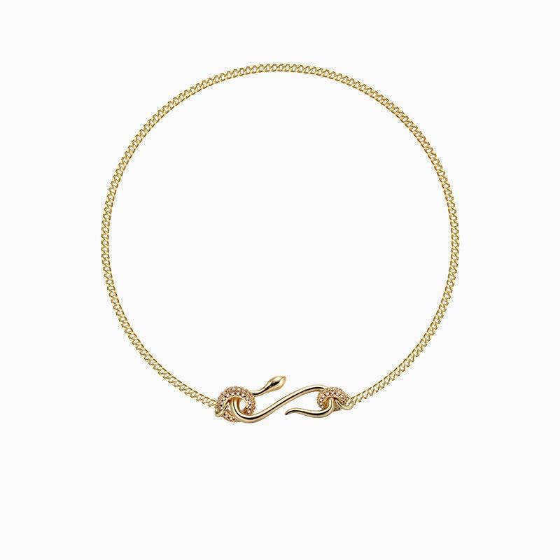 Dipped Shop - Wholesale Pendant/Charm Necklace - Rhinestone Snake Shaped Chain Pendant Necklace DPJN08020