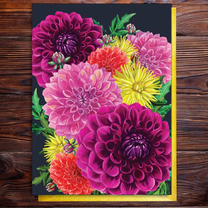 Dahlia Birthday Blank Card for wholesale by Rocket 68