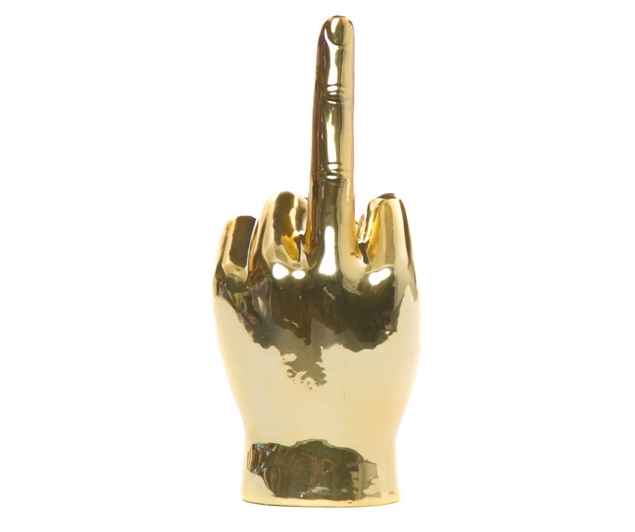 Interior Illusions Plus – wholesale Decorative tabletop object – Gold Middle Finger Tabletop-9" Tall1