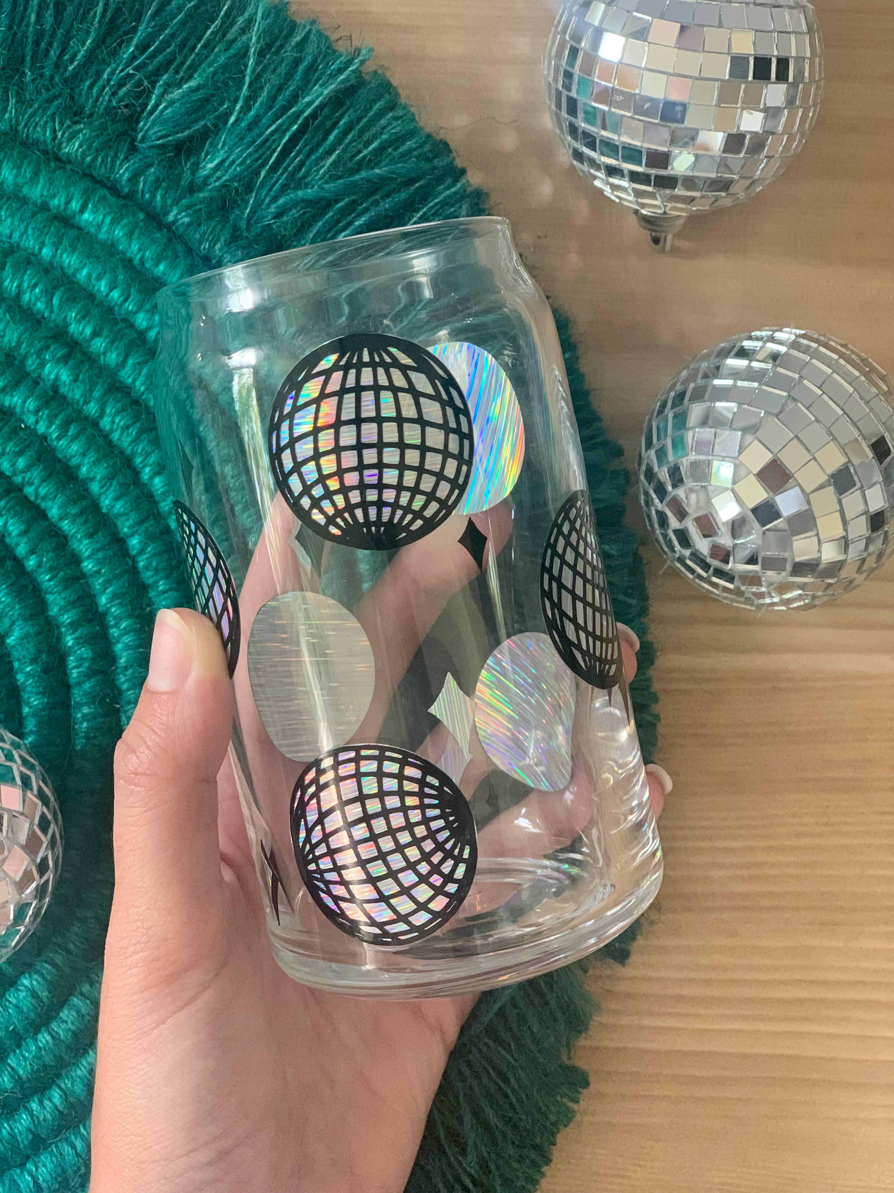 Bolaras Silver Disco Ball Cups (12 Pack) with Name Tags, Lids, and Straws | BPA Free | Drinking Glasses, Party Decoration