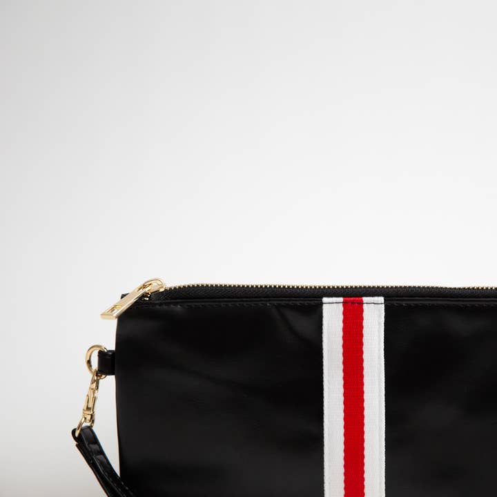 Funky Monkey Fashion - Wholesale Wristlet - $2.97 Closeout Preppy Stripe Zipper Clutch - Red/White