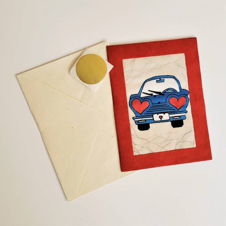 Eclectic Woodchuck – wholesale Love card – Love Bug Batik Note Card