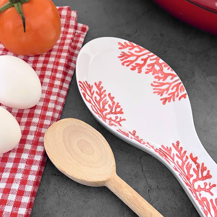 Supreme Housewares - Wholesale Spoon Rest - Red Coral Melamine Spoon Rest