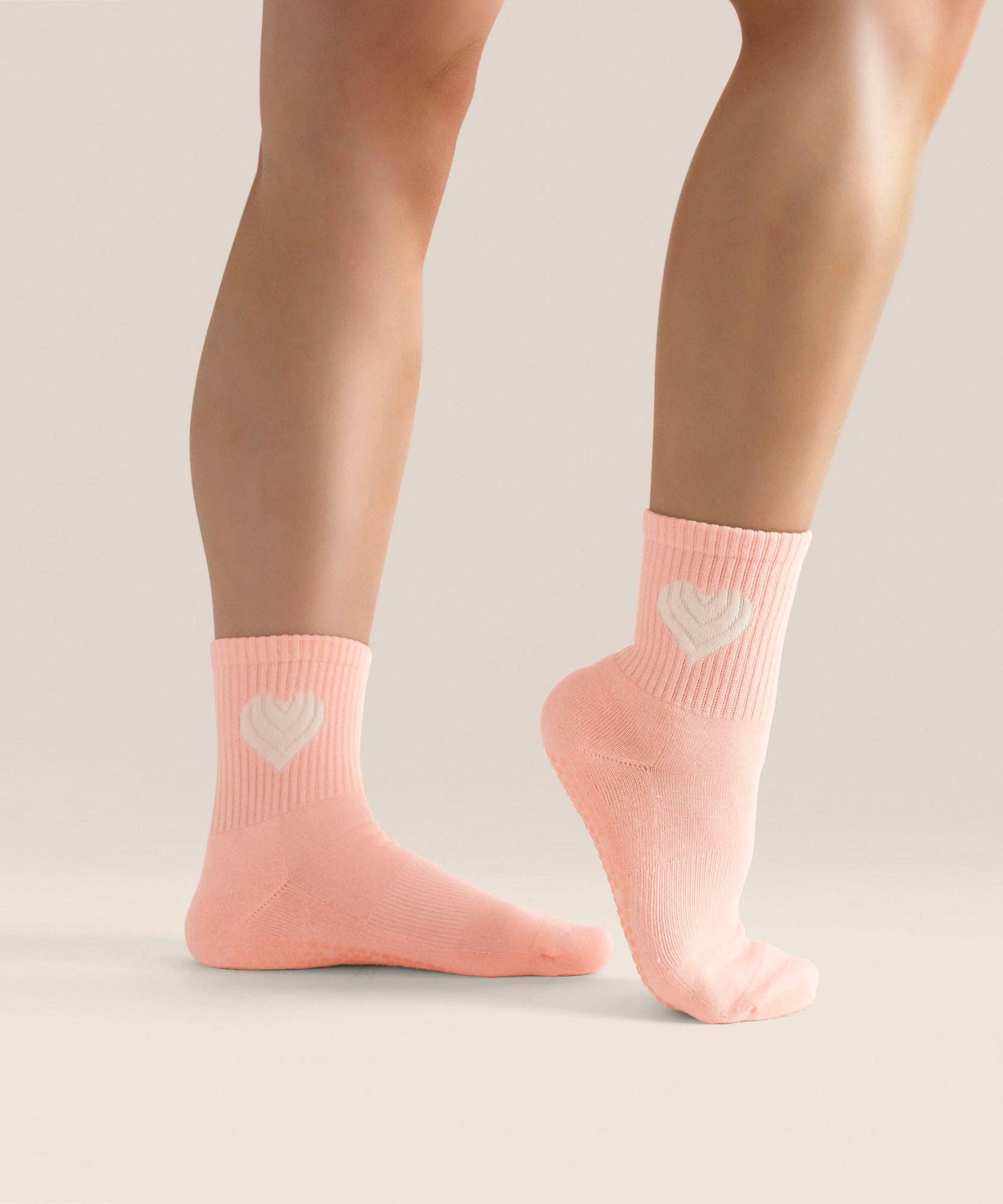MoveActive - Wholesale Socks - Women's - Crew Non Slip Grip Socks - Strawberry Heart0