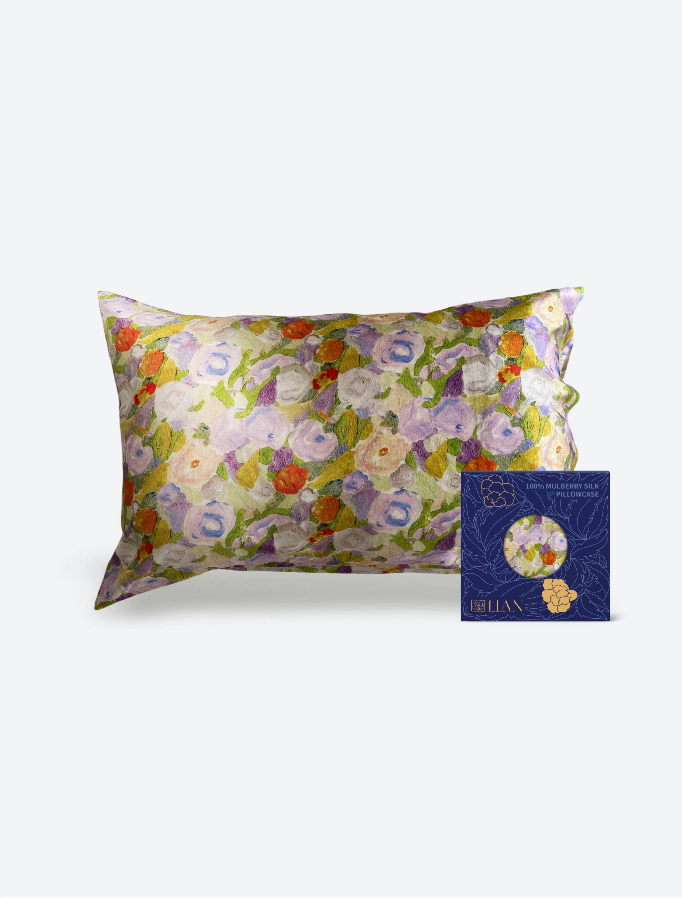 Lian Collection - Wholesale Bedding pillowcase/sham - 100% Mulberry Silk Pillowcase - Impressionist Garden Motif