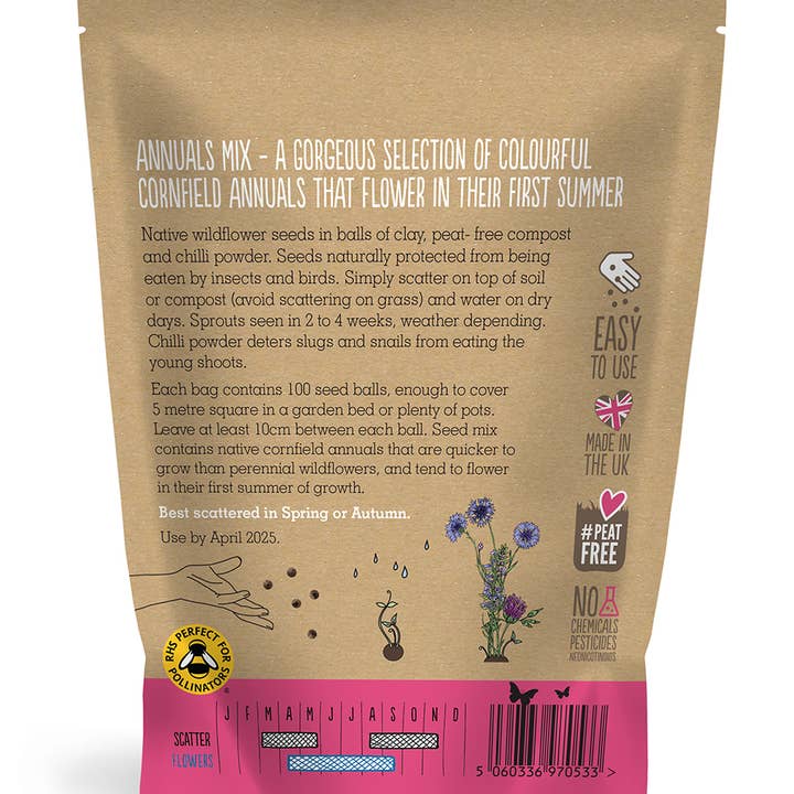 Seedball - Vente Graines de plantes - Sacs à emporter Seedball Wildflower - Annuals Mix1